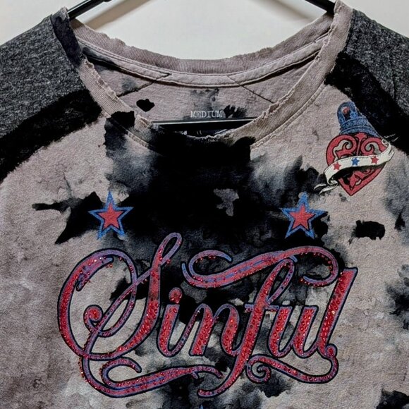 Sinful by Affliction 'Love 'n Pride' Angel Wing Graphic Print Tee - Picture 4 of 8